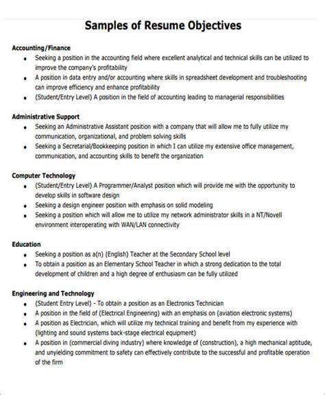 sample resume objectives|Resume Objective Examples + A Career Objective .